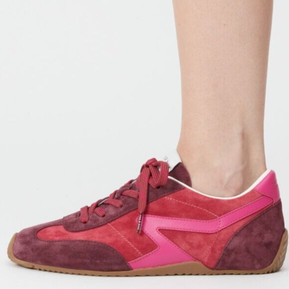 NEW RAG & BONE Suede Retro Runner Slim Ultra Sneakers in red for women 725 10m5 - Picture 1 of 8